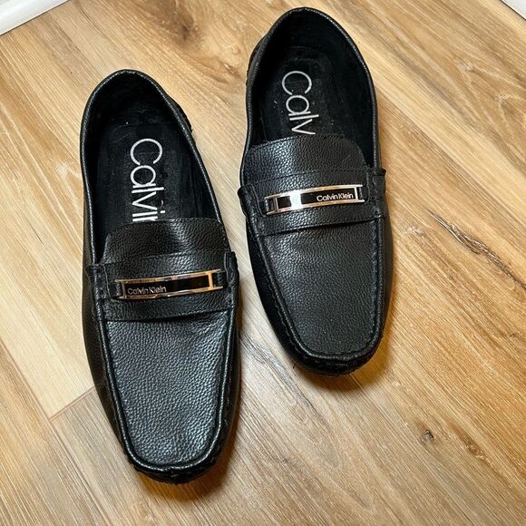 CALVIN KLEIN Men’s Black Loafers Size 7 - Picture 1 of 5